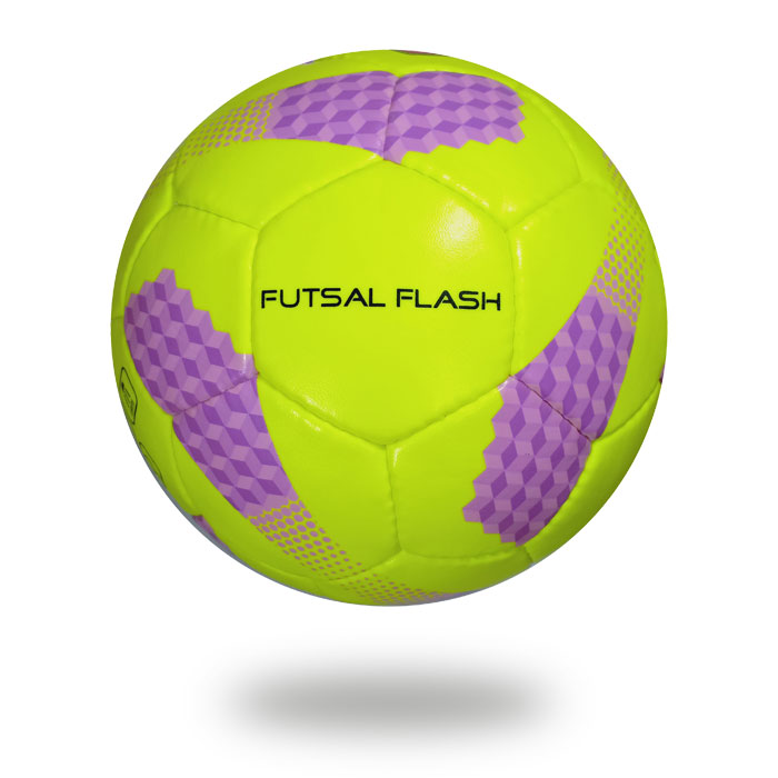 Futsal Flash | best water resistant soccer ball light green cover and purple box