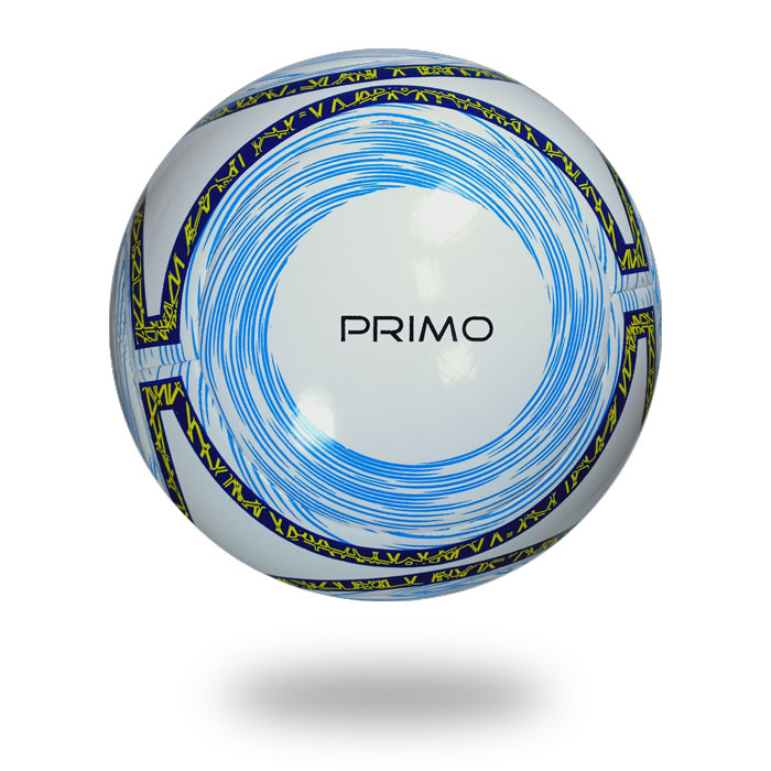 Primo | a round white football printed dodger blue circles