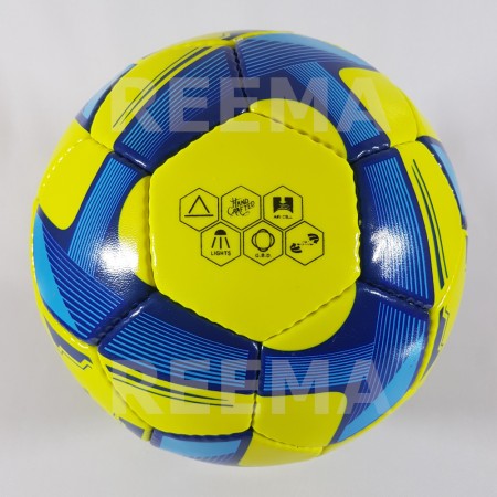 Futsal Spark | yellow/green  triangle design blue and dark blue soccer ball