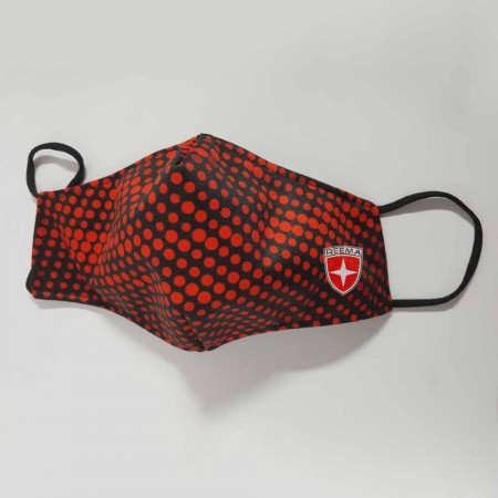 Halftone Face Mask | face mask printed with Black & Red Circle Design